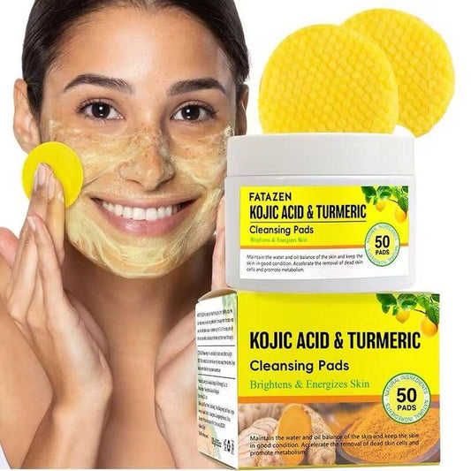 Pot 50 x Tampons d'acide kojique au curcuma - Tampons nettoyants pour le visage à l'acide kojique